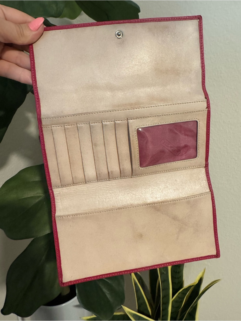 Coach - Fuchsia Pink - Signature Monogram Jacquard - Trifold Wallet - Picture 7 of 8